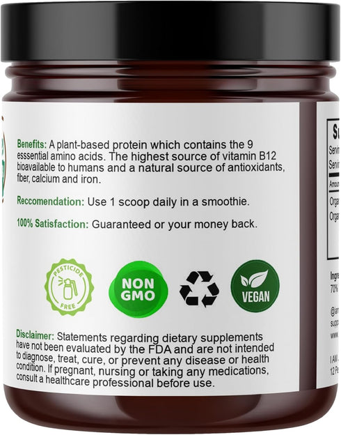 Water Lentil Protein Powder | Best Source of B12 Vitamin | Sugar Free | 10oz Glass Jar