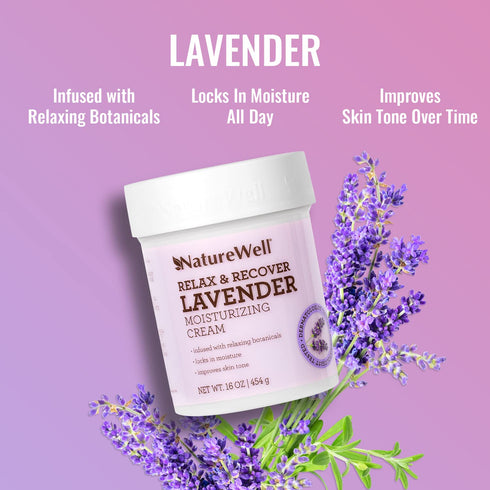 NATURE WELL Lavender Smooth & Soften Moisturizing Cream - 16 Oz, Infused with Natural Oils for Face, Body, Hands