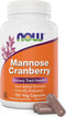 NOW Foods Mannose Cranberry, 120 Veg Capsules, Bladder Cleanse, Urinary Tract Health, Vegan Friendly Supplement