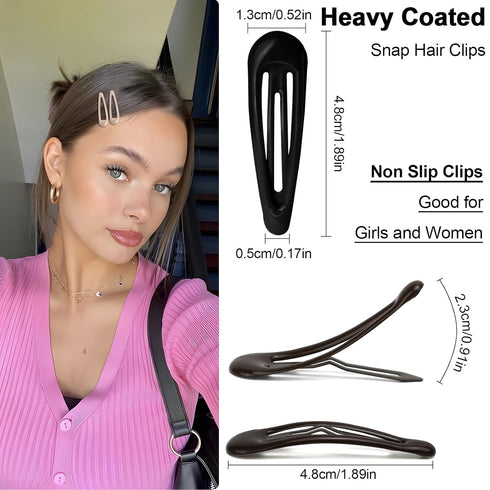 Snap Hair Clips for Women, Water Drop Non Slip Heavy Coated Metal Hair Barrettes, Mixed Color 20 PCS