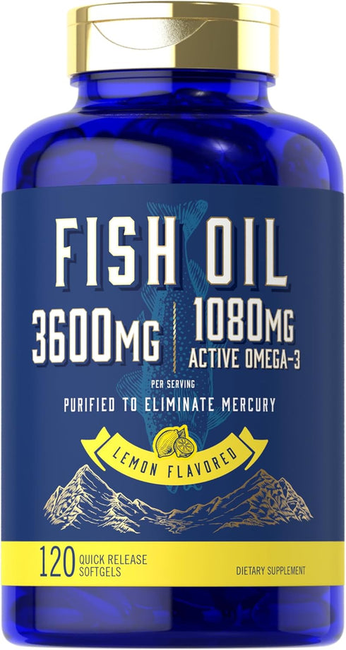 Carlyle Fish Oil 3600mg | 120 Count | 1080mg Omega 3 | Non-GMO and Gluten Free Supplement