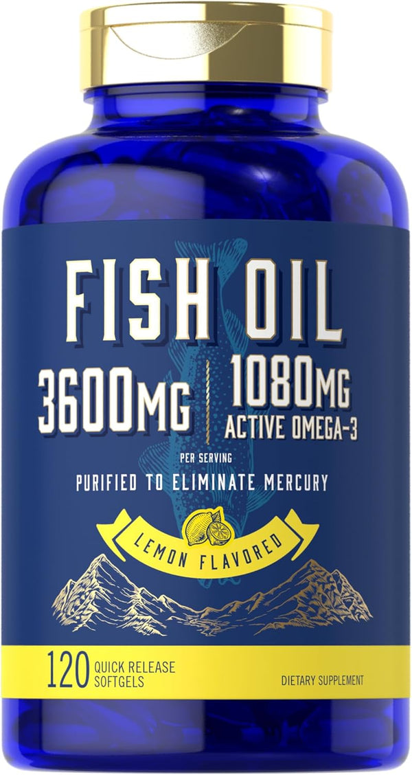 Carlyle Fish Oil 3600mg | 120 Count | 1080mg Omega 3 | Non-GMO and Gluten Free Supplement