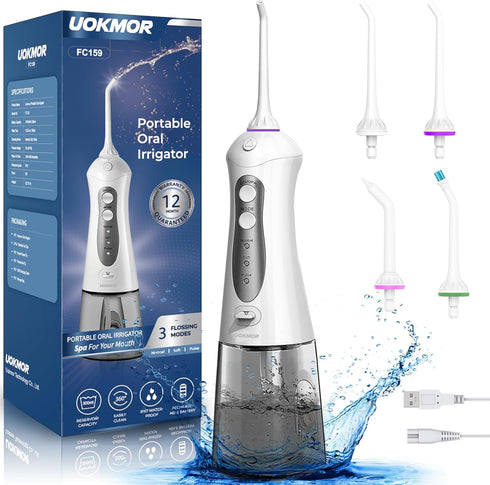 Cordless Water Flosser for Teeth: Portable Dental Oral Irrigator for Travel, 300ML Cleaning Picks