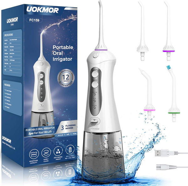 Cordless Water Flosser for Teeth: Portable Dental Oral Irrigator for Travel, 300ML Cleaning Picks