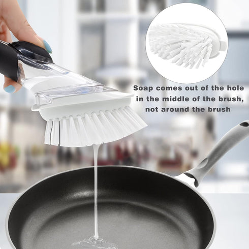 Brush Refills for OXO Dish Brush - 4 Pack, Soap Dispensing Head Replacement for Scrubber (White)