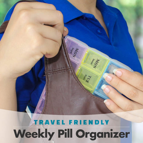 Weekly Pill Organizer - 21 Day Pill Planners for Vitamins, Pills & Medication, Easy to Read & Travel Friendly