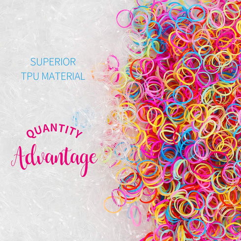 YGDZ 4000pcs Elastic Hair Bands, Clear & Colorful Hair Ties for Baby Kids Toddlers (2000pcs Clear + 2000pcs Colorful)