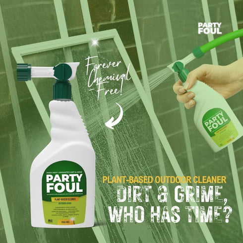 Party Foul Plant-Based Cleaner Spray, Eco-Friendly Vegan Formula for Tiles, Counters, Glass, Wood & More, 32 oz