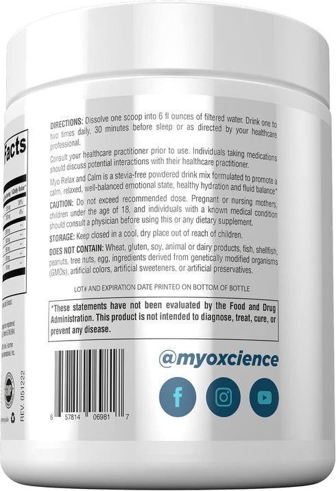 Myo Relax & Calm Supplement, Myo-Inositol, L-Theanine, Taurine, Magnesium & GABA for Sleep Support