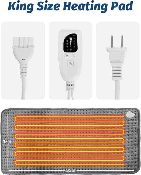 Predoks 1733 4 6 Setting Heating Pad for Period Cramps Back Neck and Shoulders Pain Relief, Large Heated Pad with Level