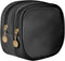 Small Makeup Pouch, Double Zipper Cosmetic Bag, Cute Travel Makeup Bag for Purse, Mini Toiletry Bag (Black)