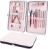Professional Nail Clippers Kit, 16PC Manicure Set with Pink Travel Case, Premium Stainless Steel Grooming Tools