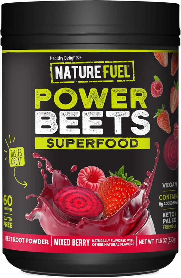 Nature Fuel Power Beets Powder - Delicious Mixed Berry Superfood Supplement, Supports Circulation, 60 Servings
