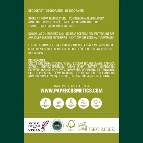 PAPR Nature Powered All Natural Deodorant, Clinically Proven in Zero Waste Paper Packaging (Coastal Forest)