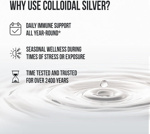 Immune 10 2 Oz, (59 mL) Sovereign Silver Support - Colloidal Silver, Bio-Active Silver Hydrosol, ppm, Liquid Dropper