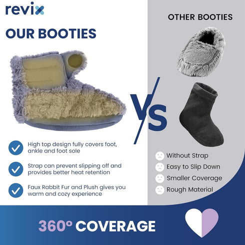REVIX Microwavable Booties and Feet Warmers for Women & Men, Microwave Heated Foot Warmer with Flaxseed Moist Heat
