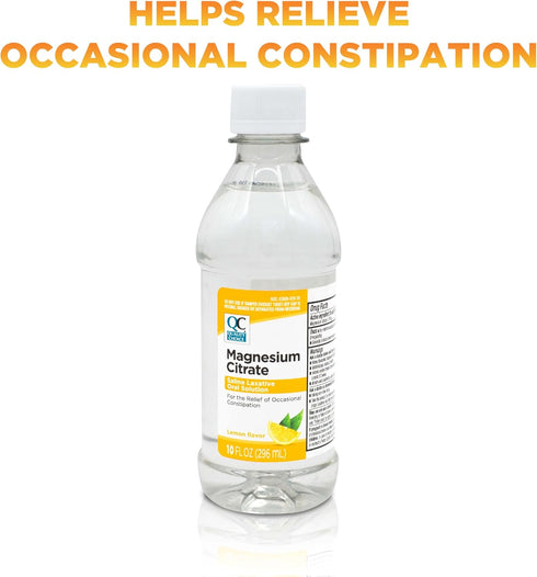 Quality Choice Magnesium Citrate Oral Solution, 10oz - Lemon Flavored Saline Laxative, Supplement for Occasional Constipation Relief, Mag Citrate is a Gentle and Effective Laxative for Regularity