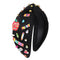 Teacher Headband Accessories, Colorful Rhinestone Crystal Jeweled Black Wide Top Knot FRI-YAY TEACHER Charm
