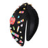 Teacher Headband Accessories, Colorful Rhinestone Crystal Jeweled Black Wide Top Knot FRI-YAY TEACHER Charm