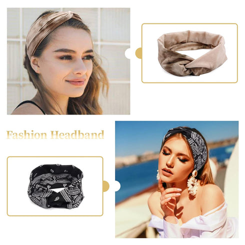 Tobeffect 8 Pack Turban Headbands for Women, Non Slip Leopard Print Boho Accessories, Elastic Hair Band