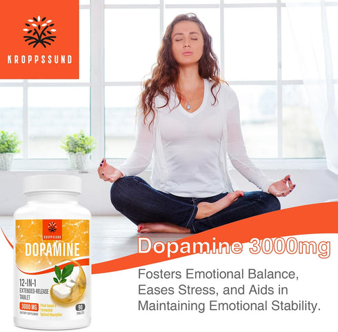 Natural Dopamine Supplement - 90 Tablets (1 Bottle)