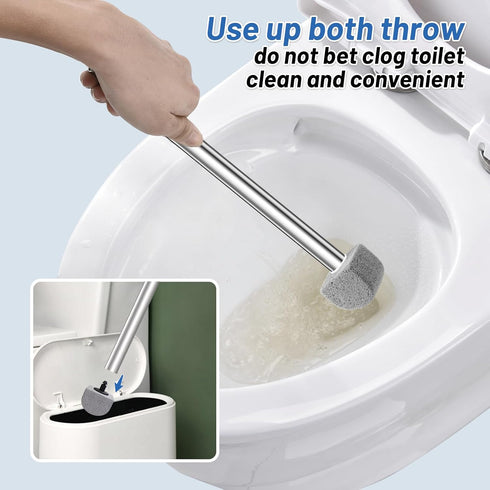 Pumice Stone Toilet Bowl Cleaner, Deep Cleaning Bathroom Brush with Long Handle, 1 Wand + 8 Pumice Stones