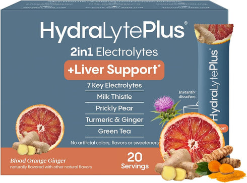 Hydralyte Liver Support + Electrolyte Mix with Milk Thistle, Turmeric, Ginger, Prickly Pear, Green Tea Extract for