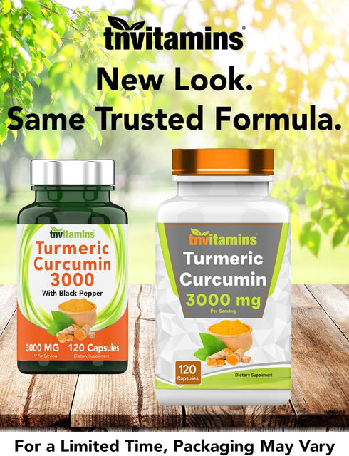 Turmeric Curcumin Capsules with Black Pepper | 3000 MG - 120 Extra Strength Capsules | Non-GMO, USA Made