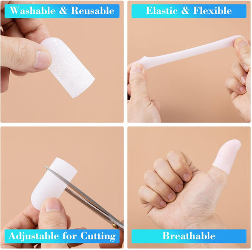 ANCIRS 20pcs Gel Finger Support Protector Caps, Silicone Fingertips for Cracking, Eczema Pain Relief
