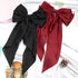 SUSULU Women's Satin Silk Bow Hair Accessories, Metal Clips with Long Tail Ribbon Hairpins (2pcs, Burgundy Black)