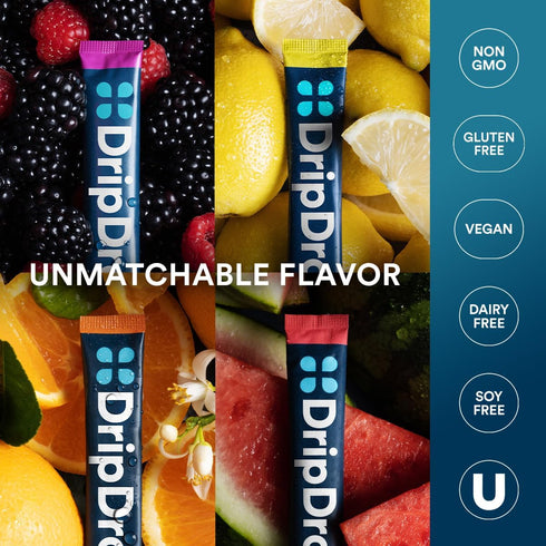 DripDrop Hydration Bold Variety Pack, Electrolyte Drink Mix Single Serve Packets, Non-GMO, Gluten Free, Vegan, 32 Sticks