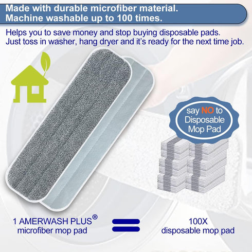 5 Pack Microfiber Mop Replacement Pads 18 Inch Compatible with Bona Floor Care System, Reusable Wet Dry Mop Refill