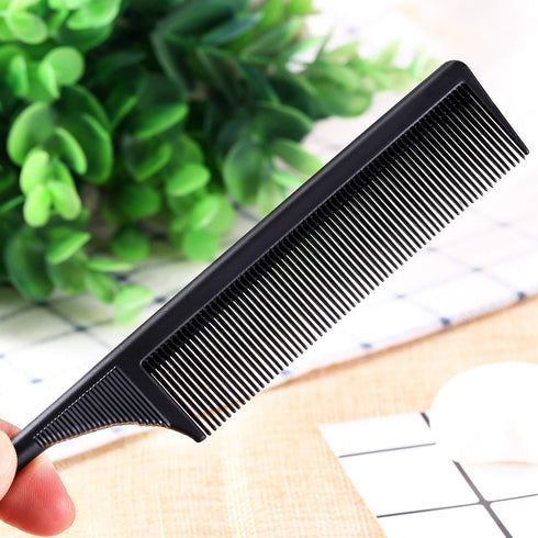 Leinuosen 3 Pack Carbon Fiber Rat Tail Styling Comb, Heat Resistant Anti Static for Back Combing, Black