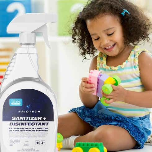BRIOTECH Hypochlorous Spray Sanitizer Disinfectant, 1 Gal Refill, Kills 99.99% of Viruses & Bacteria, Gentle for