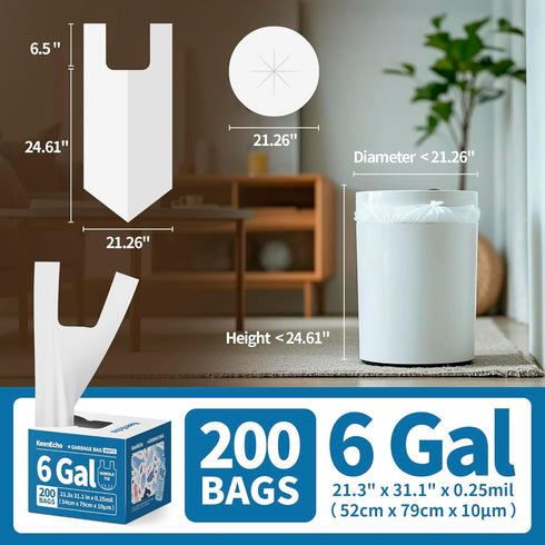 Pets,6 200 Count Small Trash Bags with Handles - Ocean Plastic Upcycling - Plastic Garbage Bags, Can Bin & Waste Basket