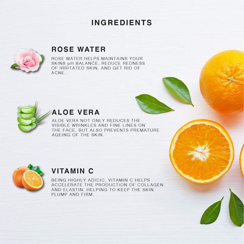 Vitamin-C Face Mist & Setting Spray, 4 Fl Oz for All Skin Types - Hyaluronic Acid, Aloe Vera & Rose Water