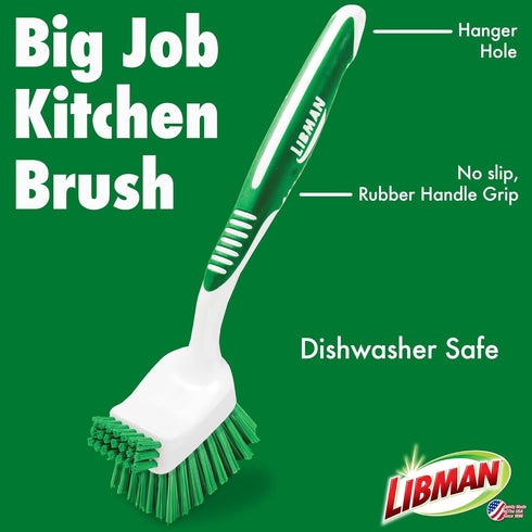 Libman Heavy Duty Scrub Brush Kit, 3 Different Brushes for Household Use, Easy Grip Tub Scrubber & Tile Brush