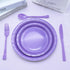 150 Piece Purple Plastic Silverware Set, Includes 50 Forks, 50 Spoons, and 50 Knives for Party Decorations