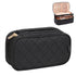 Relavel Small Makeup Bag, Travel Cosmetic Organizer for Women, 2 Layer Waterproof Black Makeup Pouch with Zipper
