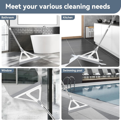 Multifunction Magic Broom, Silicone Squeegee Broom for Floor Cleaning, Easy Dry Glass Sweeper (Grey, 54 Inch)