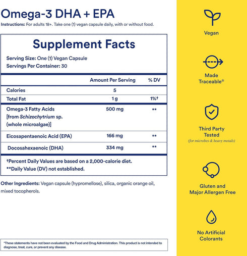 Ritual Omega 3 - Vegan DHA & EPA Fatty Acids in 2:1 Ratio, Brain and Heart Health Support, 30 Day Supply