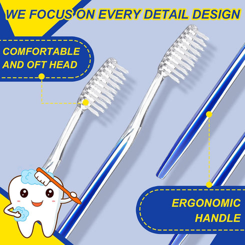 Patelai 100 Pcs Individually Wrapped Soft Bristle Disposable Travel Toothbrushes for Adults, Kids, Hotels (Blue)