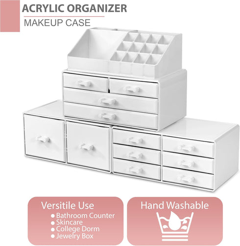 Sorbus Large Makeup Organizer, Stackable Jewelry & Makeup Storage for Vanity, Bathroom with 12 Drawers for Cosmetic