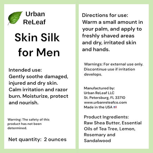 Urban ReLeaf Skin Silk for Men, Heal Dry Irritated Skin, 100% Natural Vegan Gift for Dads
