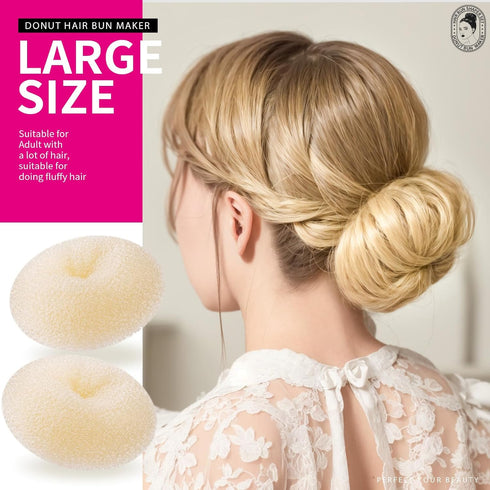 Teenitor Donut Bun Maker Set - Hair Bun Ring with 5 Bands, 20 Bobby Pins & 7 Chignons in Beige