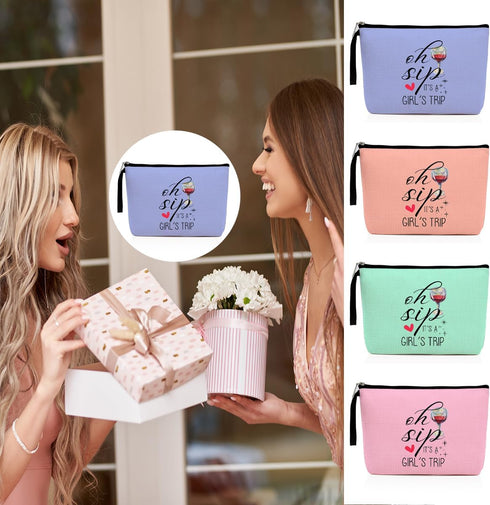 4Pcs Girls Trip Gifts Favors - Funny Makeup Bag for Weekend Gifts, Friendship Gifts for Women Girls
