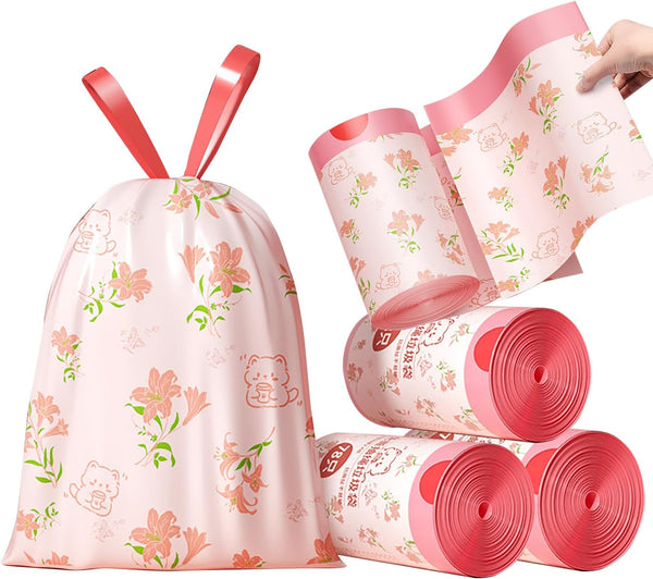 YIHUANYIFA 4 Gallon Small Trash Bags 312pcs Tearing-Free Drawstring for Bathroom Office Home