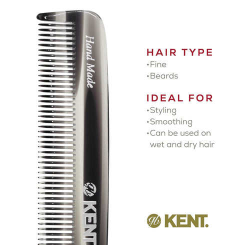 Kent F3T Fine Tooth Comb for Hair Care, Dandruff Comb for Men and Women, Parting Combs and Fine Teeth Combs