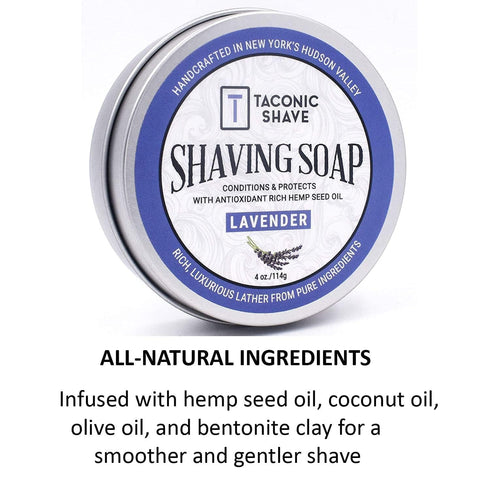 Taconic Shave Lavender Scent Shaving Soap, Calming Floral Aroma, Barbershop Quality Lather Puck