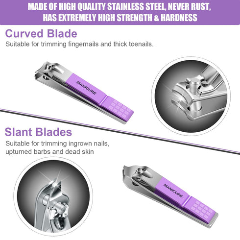 Professional Manicure Set - 16 pcs Stainless Steel Nail Care Tools with Luxurious Travel Leather Case